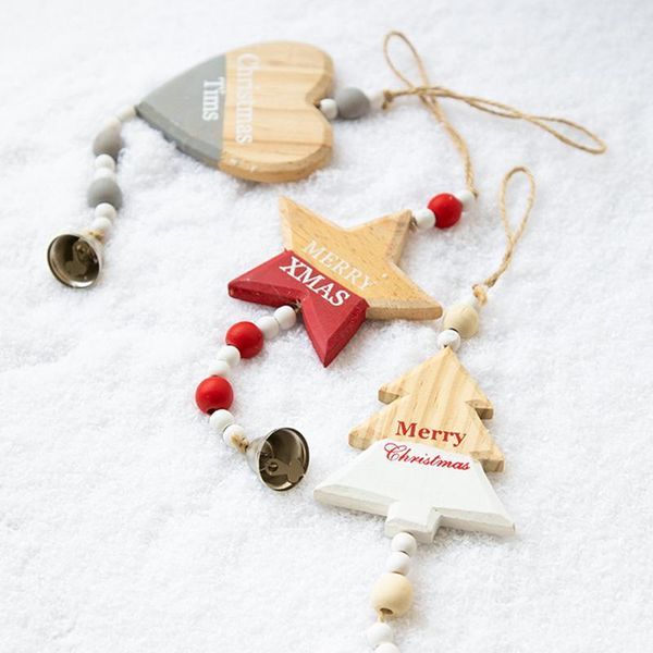 

christmas wooden bell hanging string pendant star tree pendant christmas ornament1