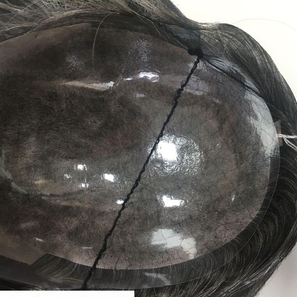 

1b50 длинные волосы натуральные мужчины система и замена парики европейские волосы впрыскание тонкой кожи мягкий topee, Black