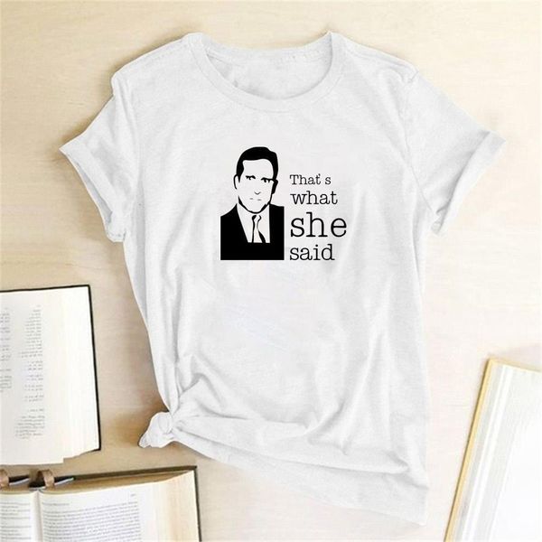 

the office t shirt michael scott the original that's what she said tv tshirt summer short sleeve round neck harajuku funny, White