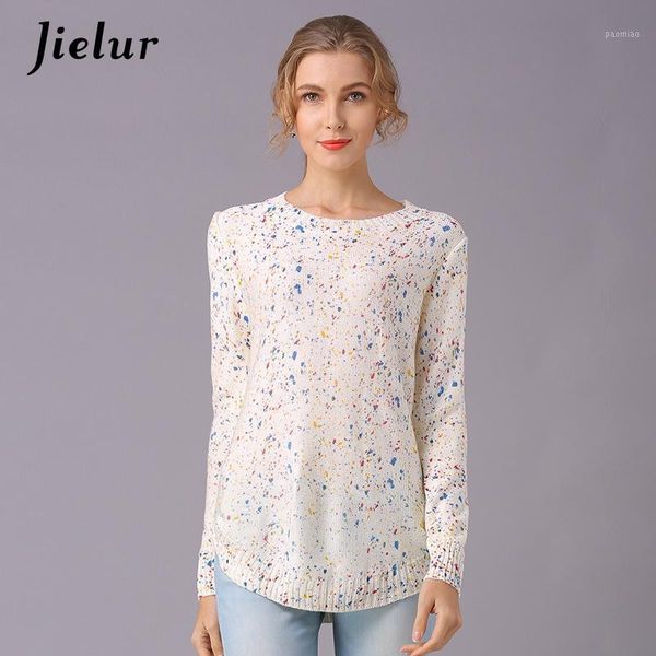 

2020 new long-sleeved printed women's sweater casual loose all-match fashion knitted pullovers europe simple female 1, White;black