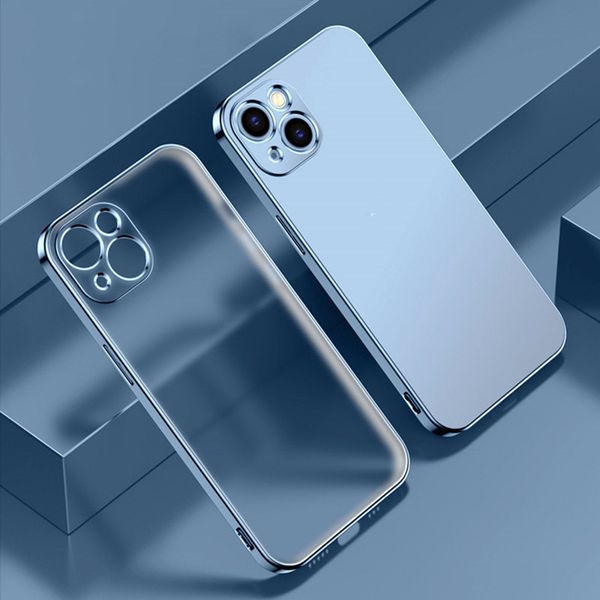 Caixas de telefone celular para iPhone13 Caso de telefone móvel Electroplating borda reta Apple 12 Silicone Capa protetora 13 Pro Max transparente macio