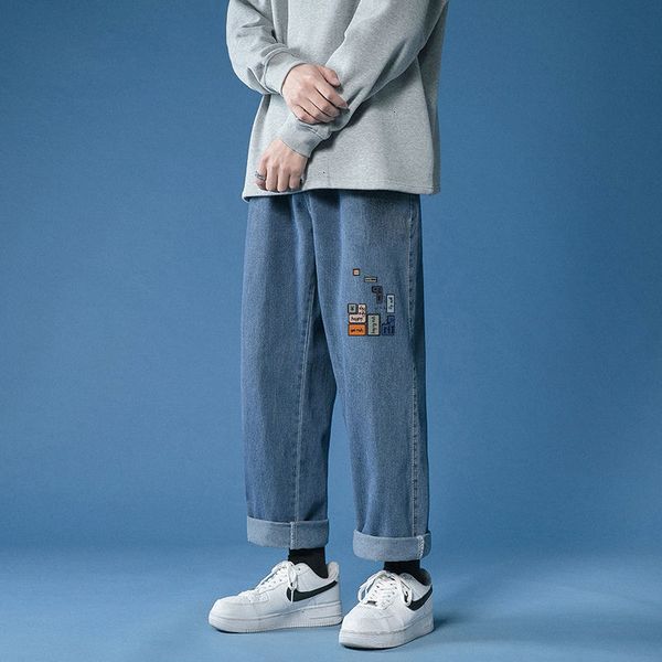 

brem 2021 male spring new breeches wide leg pants youth p1c6, Blue