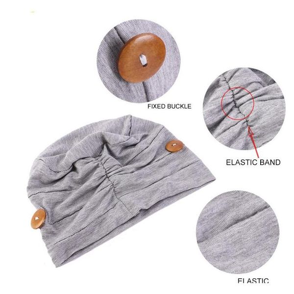 

new elastic turban muslim headscarf with button hat women headscarf bonnet inner hijabs cap muslim hijab femm wmtoki beauty888, Blue;gray
