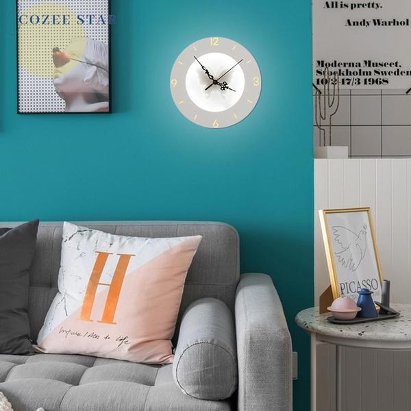 

modern led wall lamp nordic clock round lustre metal wall sconce home decoration fixture for kitchen living room bedroom hallway