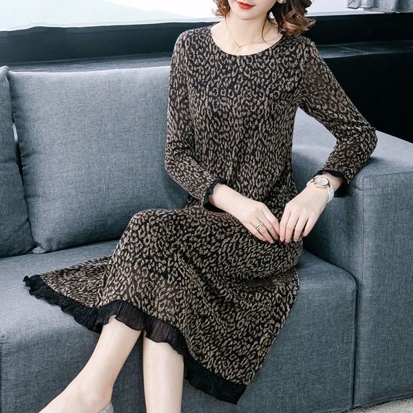 

1rnsf style dress spring large autumn leopard print dress skirt and thin korean and foreign 2020 loose ez0ad, Black;gray