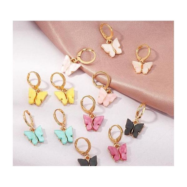 

new product earrings fashion color acrylic butterfly earrings small fresh sweet colorful dangle earring ship qkyvi, Silver