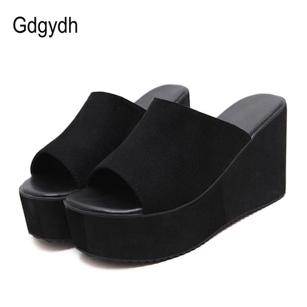 

gdgydh summer slip on women wedges sandals platform high heels fashion open toe ladies casual shoes comfortable promotiy200623, Black