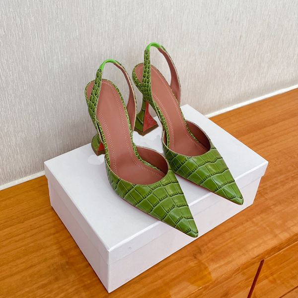 

embossed leather womens sandals designer high heeled dress shoes 10cm glass heel party wedding back strap sandal large size women shoe, Black