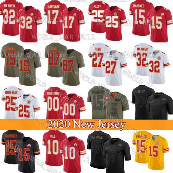 

2020 new men women youth 55 frank clark custom kansas city chief 15 patrick mahomes 87 travis kelce 10 tyreek hill football jerseys, Black;red