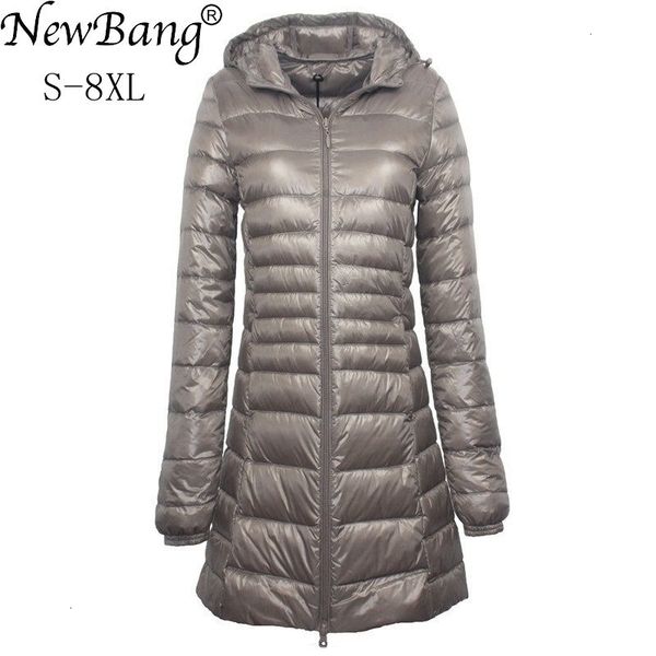 

newbang 7xl 8xl plus long down jacket women winter ultra light down jacket women with hooded down coat female big size coats v191209, Black
