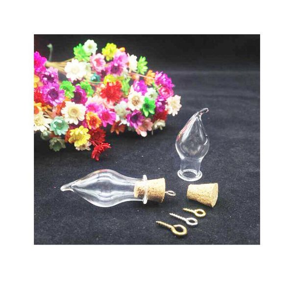 

20sets/lot pepper fang teeth glass bottle light bulb shape vial cork ser jar with corked container mini diy e bbyhbe, Black