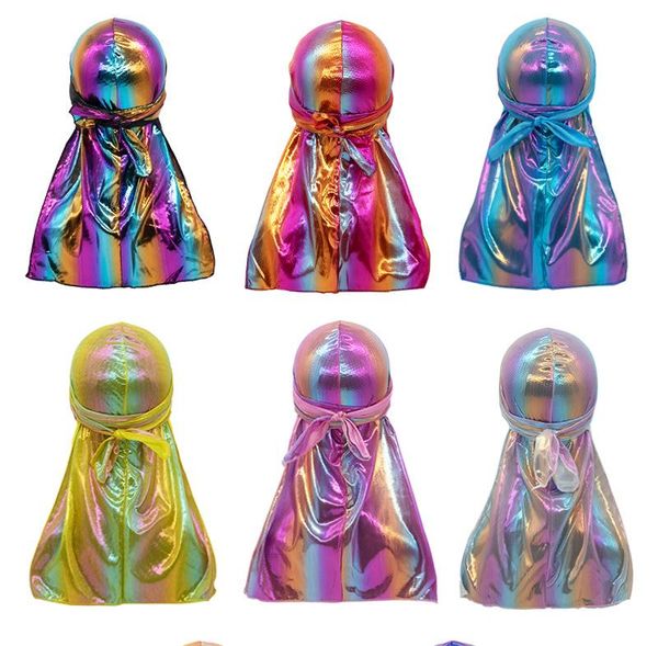 

modis shiny men silky durag bandana turban wrap hat women headwear headband sparkled pirate hat print hair accessories hig, Blue;gray