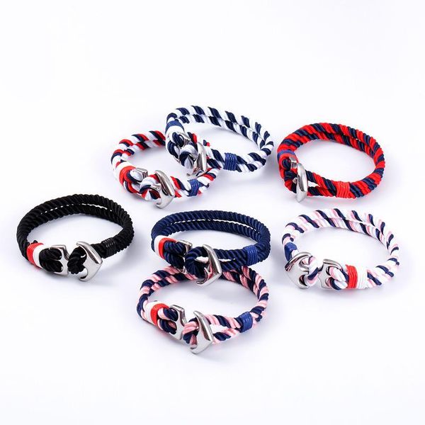 

new stainless steel anchor bracelets men nautical survival rope chain paracord bracelet male wrap metal sport hooks qylwno