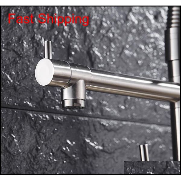 

luxury gold color kitchen faucet tap two swivel spouts extensible spring mixer tap pull out down kitchen si qylibi bdesports