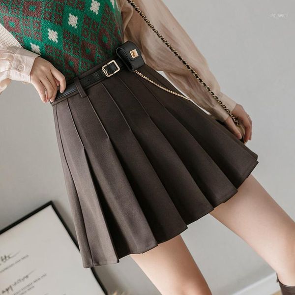 

high make new winter show thin waist high pleated skirt fashion skirts of joker cloth a word skirt1, Black