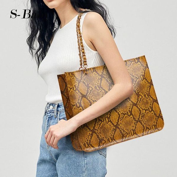 

woman chain serpentine leather bag yellow elegant work luxury bag shoulder retro designer vintage casual sac a dos#g3