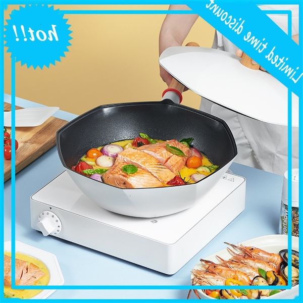 

korean maifanshi non stick star anise wok, flat bottom, home gas stove, induction cooker gift