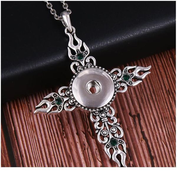 

2018 snap jewelry crystal faith cross pendant snap necklace fit 18mm snap button necklace women pendant necklace wi jlldsz, Silver