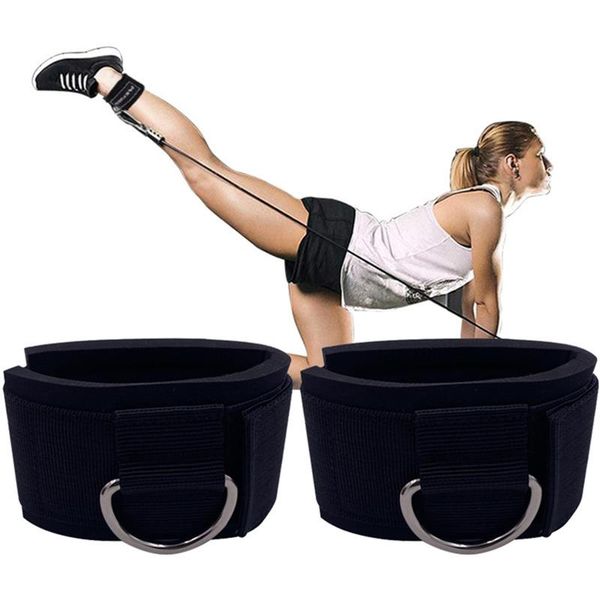 

1 pair adjustable ankle strap cuffs with neoprene padded for home gym cable machines legs resistance bands workout stretching, Blue;black