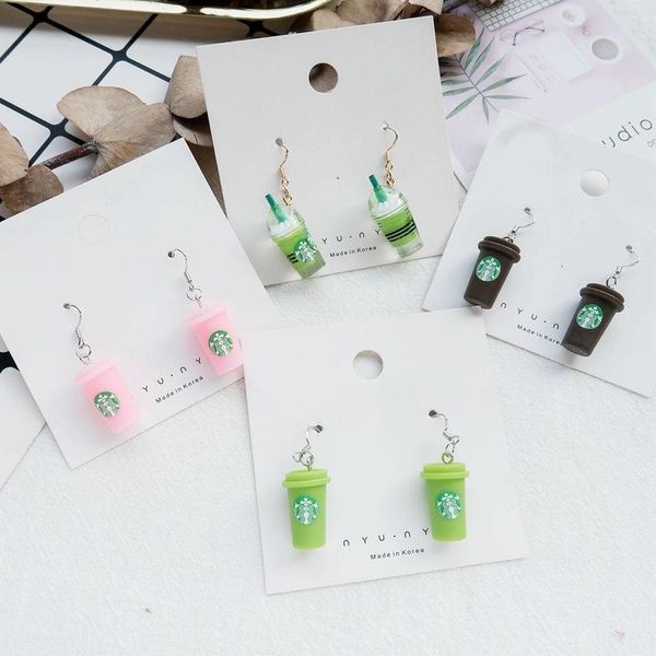 

s925 milk cream kawaii earrings 2020 new coffee cup earrings for women kids girl accessories fashion jewelry wholesale, Silver