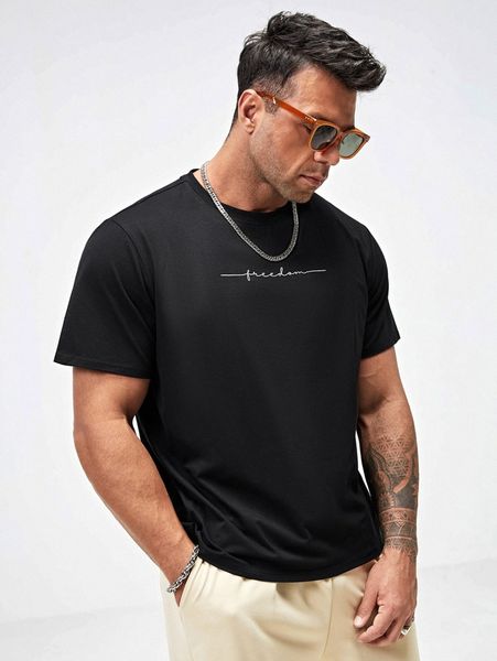 

extended sizes men letter graphic tee c60v#, White;black