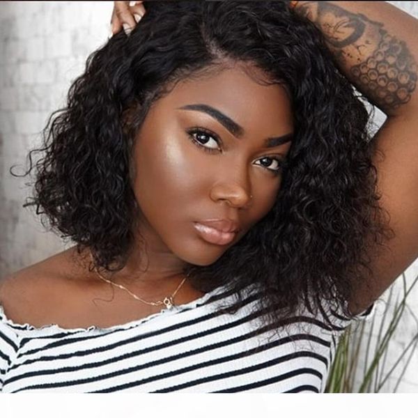 

short curly bob wigs for black women virgin brazilian full lace bob wigs short curly lace front human hair bob wig pre plucked, Black;brown