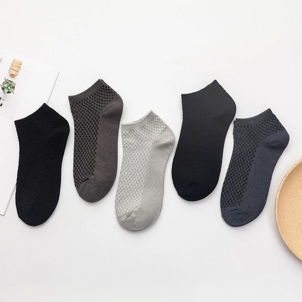 

men's socks 1 pair men bamboo fiber male sock comfortable large  short business soft breathable ankle, Black