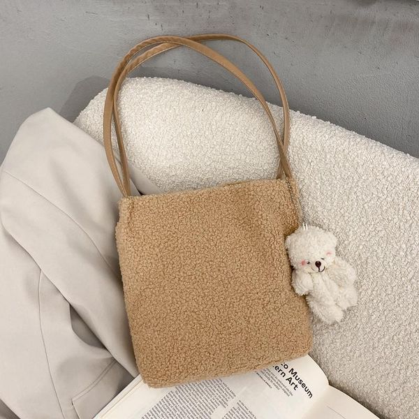 

shoulder bags cartoon soft sister girl toth bag lamb hair one-shoulder