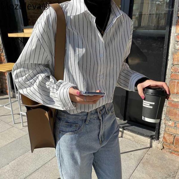 

mozuleva simple casual female stripes shirts long sleeve single-breasted women streetwear white blouses 2020 spring blusas1