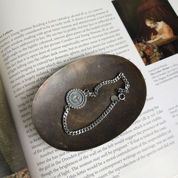 

south korean star s925 sterling silver n- flat rose antique personalized south korean star s925 sterling silver n-chain flat chain rose brac, Golden;silver