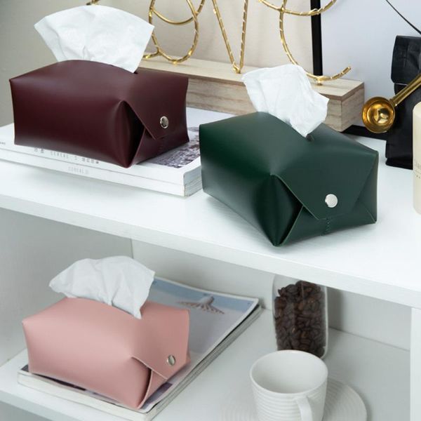 

soft pu bedside car tissue case nordic vogue paper towel storage bag tote chic wine red organizer pouch minimalist home decor