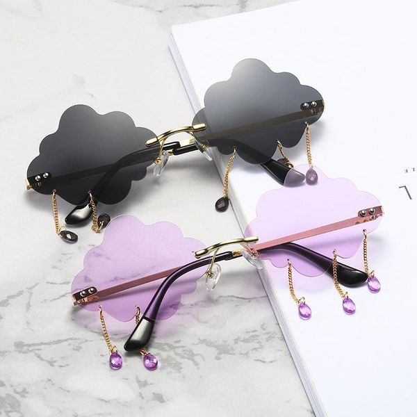 

women sunglasses personalized rimless sunglasses for women vintage retro glasses female steampunk cloud style ch4, White;black