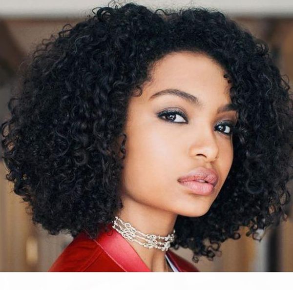 

short human hair wigs kinky curly closure frontal wig for women remy brazilian hair pixie cut wig natural part curl wigs, Black;brown