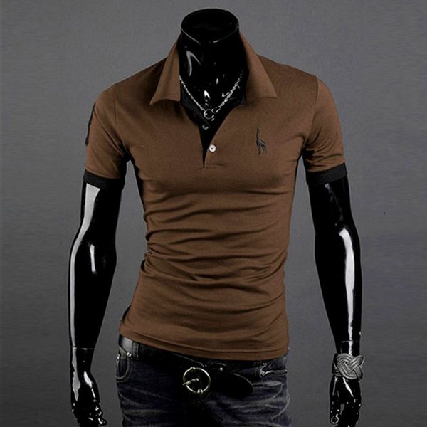 

mens brands 2019 male short new style short-sleeved shirt deer polo shirts men's brand clothing size s-5xl, White;black