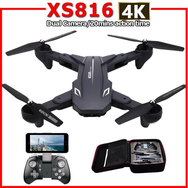 

drones xs816 rc drone with 50 times zoom wifi fpv 4k /720p dual camera optical flow quadcopter foldable selfie dron vs sg106 m70 b4w