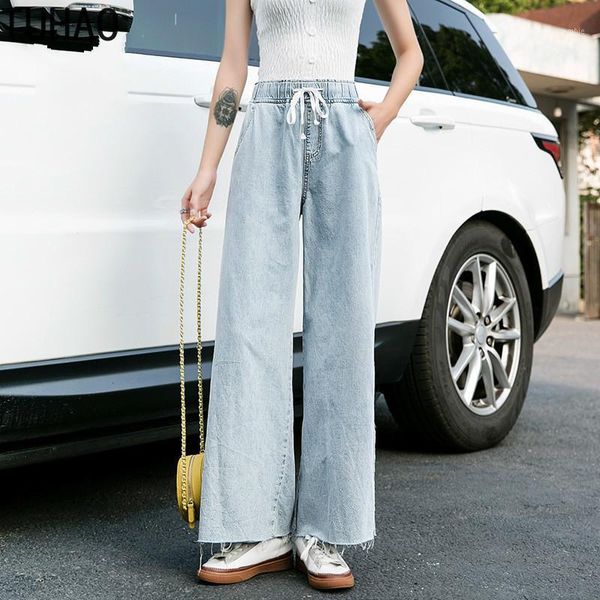 

denim wide leg jeans women 2020 autumn ankle length elastic waist palazzo casual jean woman boyfriend jeans trousers wm501, Blue