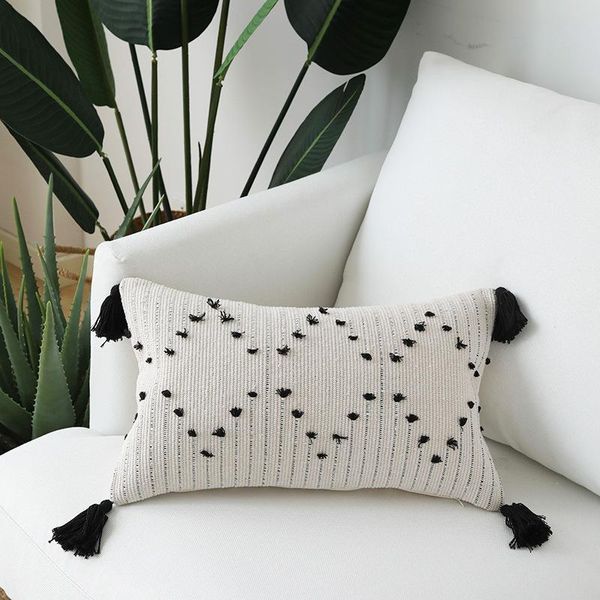 

cushion/decorative pillow woven moroccan style cushion cover 45x45cm lumbar 30x50 white black simple geometric for home decoration sofa bed