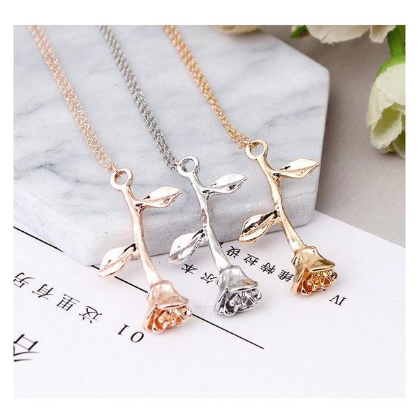 

new accessories vintage delicate flowers rose pendant necklace sqcfva homes2007, Silver