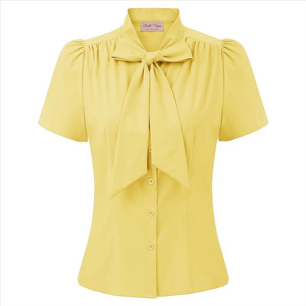 

belle poque new women and blouses bow solid chiffon blouse turn down shirt female office work wear shirt 2021 women clothes, White