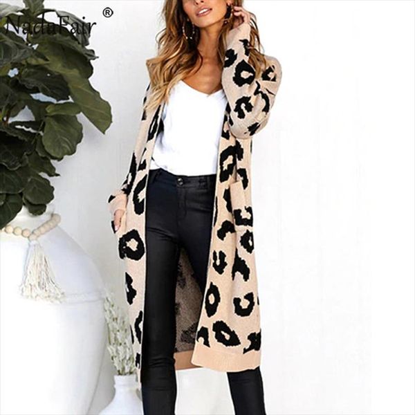 

long knitted leopard cardigan women plus size casual knit winter oversized cardigan sweater autumn coat pull femme, White;black
