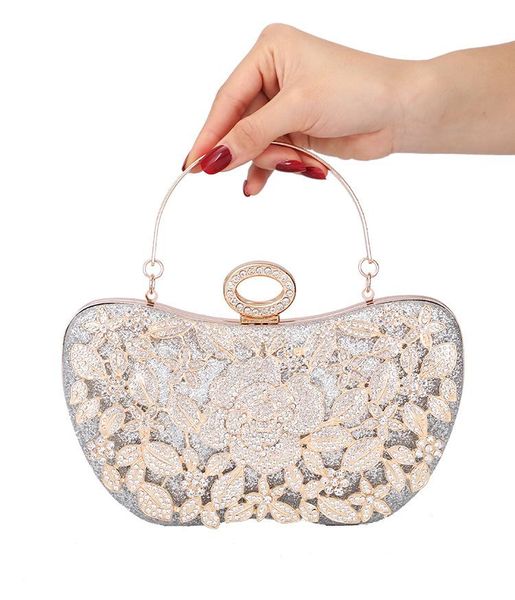 

gold bags with diamonds flowers luxury handbags women bags elegant day clutches evening for party wedding bride purse