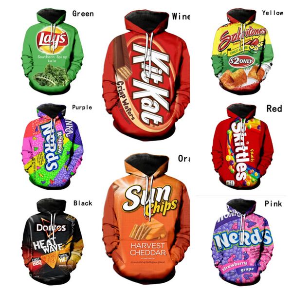 

plus size potato chips hoodie pullover hooded sweatshirt women mens french fries foodie fastfood snacks candy print fashion cloth e122109, White