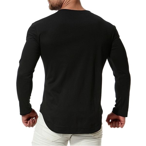 

man long sleeves black tshirts csual solid t-shirt 201202, White;black