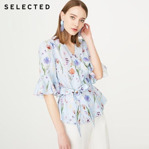 

selected women's summer cotton & linen printed lace-up s|4192045071, White