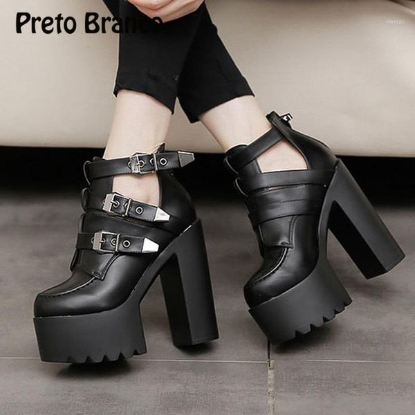 

preto branco 2020 shoes 14cm heels coarse-heeled waterproof table single shoes night clubs hate heaven-high single zyw1, Black