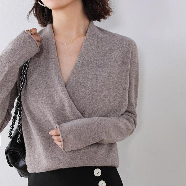 

women's sweaters 100% knitted cashmere women 2021 v neck long sleeve kashmir winter wool coat, White;black