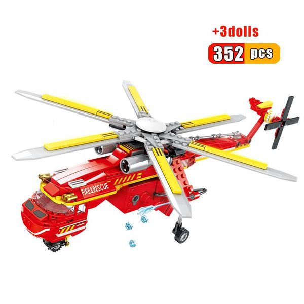 

kazi city fire fighting rescue building blocks fire ladder truck water spray emergency helicopter educational toys for children wmtaix