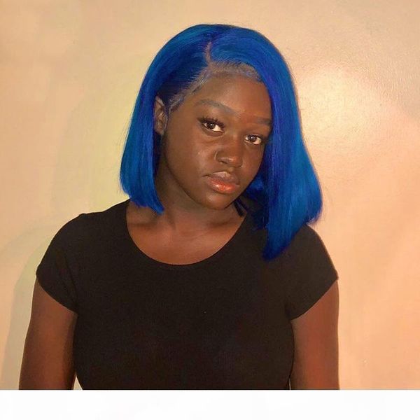 

malaysian 13x4 bob lace front wig silky straight red blue pure color 13x4 lace front wigs 10-16inch 100% human hair, Black;brown