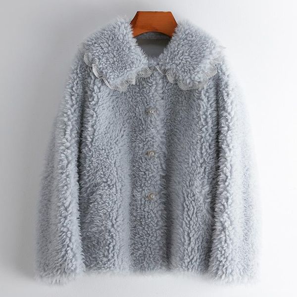 

women's fur & faux fashion korean simple 100% genuine wool female jacket vintage elegant coats warm clothing manteau femme zjt1595, Black