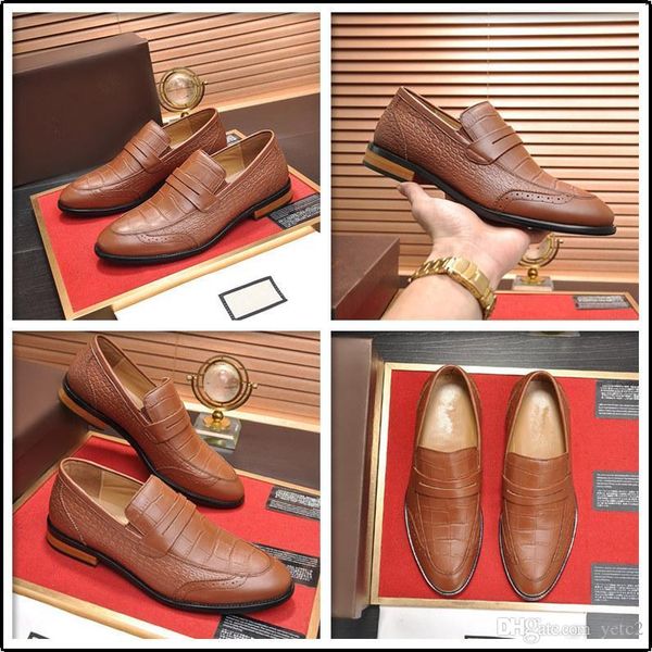 

2020 men oxford shoes wingtip genuine leather luxury lace up designer mens dress shoes black wedding party office formal shoes size 39-45